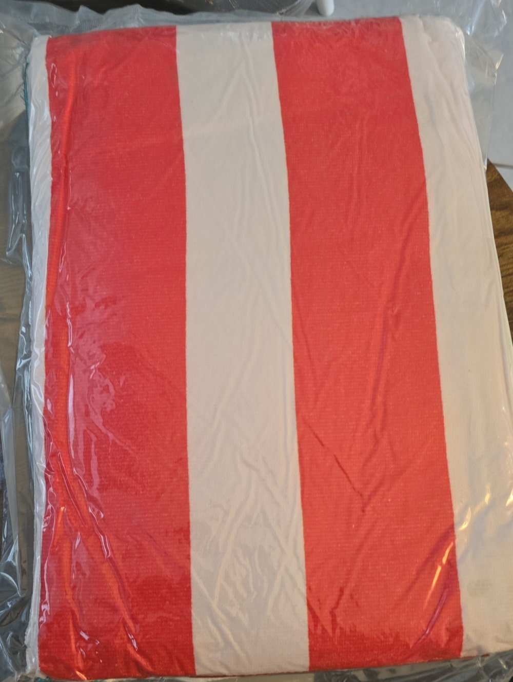 Striped Red and White Bath Towel - Brand